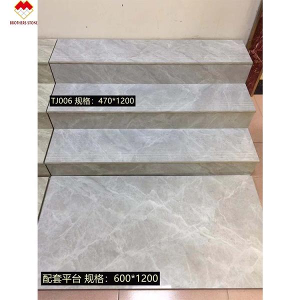 Modern Design Glazed Polished Porcelain Stair Tiles Prices Stone Imitation Texture
