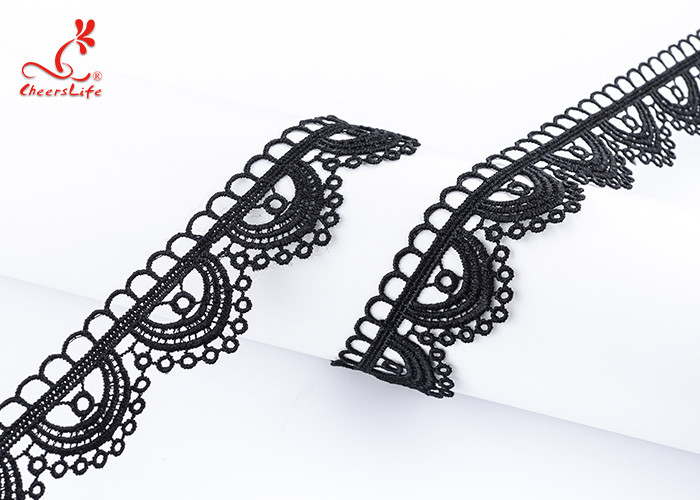 Durable Quality 4 Cm Popular Milk Yarn Voile Embroidered Embroidery Hollow Out Black Lace for Casual Dress
