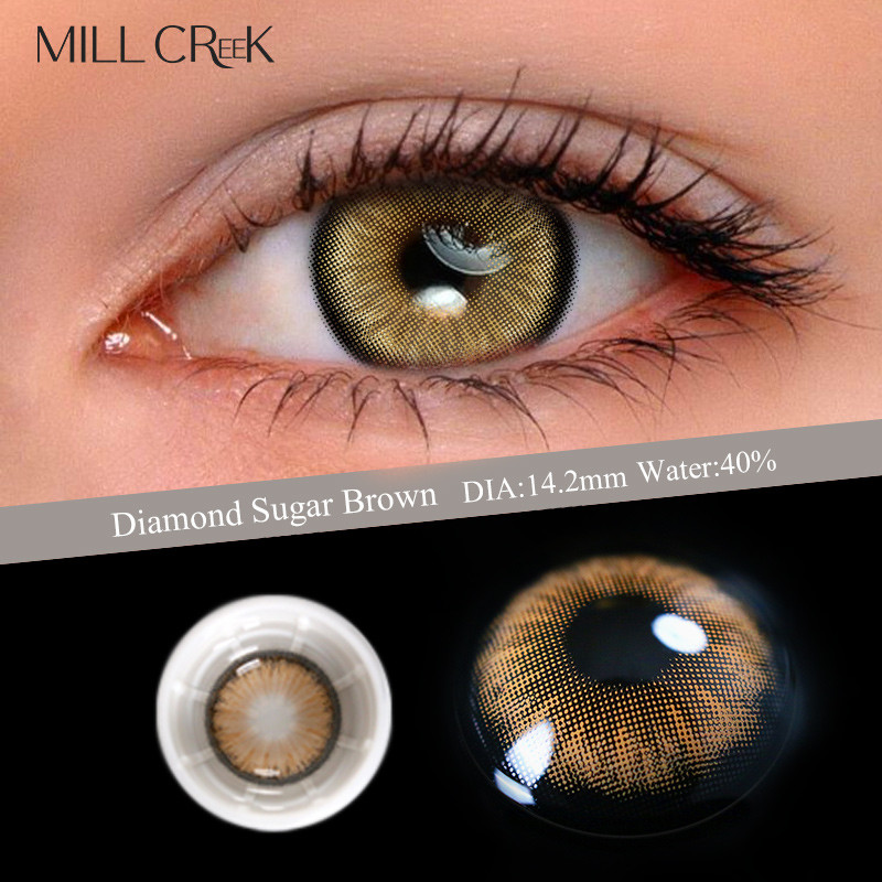 Yearly Natural Colored Diamond Sugar Blue Circle Lenses 14mm 2 Tone