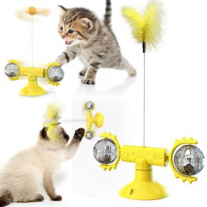 China 20cm Yellow Planet Spinning Windmill Cat Cute Pet Toys wholesale