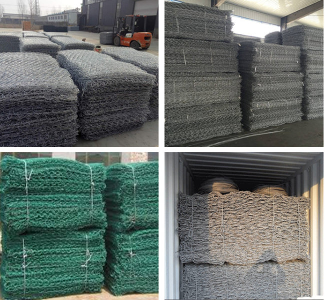 2x1x0.5m Hot Dipped Galvanized PVC Coated Gabion Box Green Flood Control