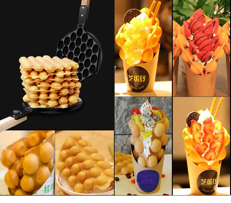 Stainless Steel Electric Bubble Waffle Maker for Professional Commercial Equipment