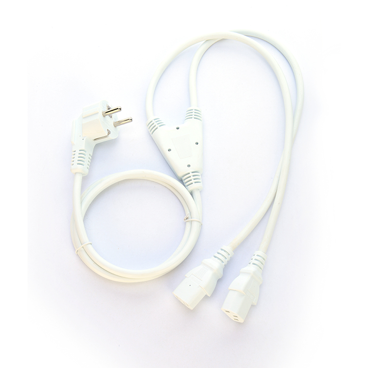 Certified SNI 2 Pin With Earth Contact Schuko Plug to 2XC13 Female Y Type Splitter Power Cord SNI Extension Cord 250V/16A