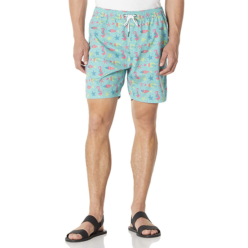Quick Dry Polyester Men'S 7 Inch Inseam Swim Shorts Trunks With Pockets