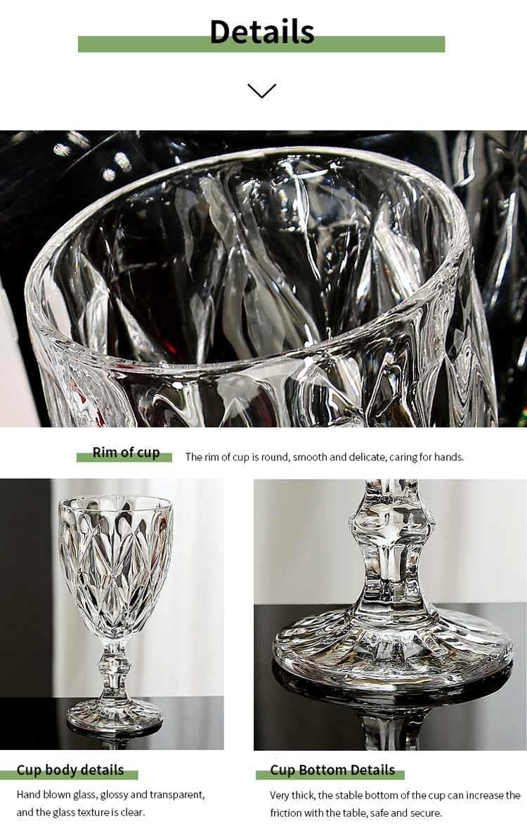 Wholesale Vintage Thick Embossed Colorful Goblet Red Wine Glass Pink Wine Glasses