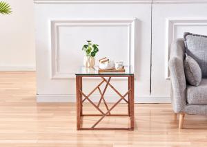 China Luxury Stainless Steel Frame Chrome Glass Side Table wholesale