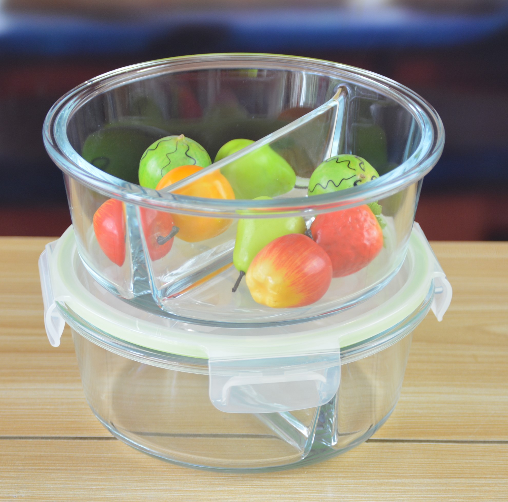 Two Pots Borosilicate Clear Glass Storage Jars , Glass Bowls With Lids