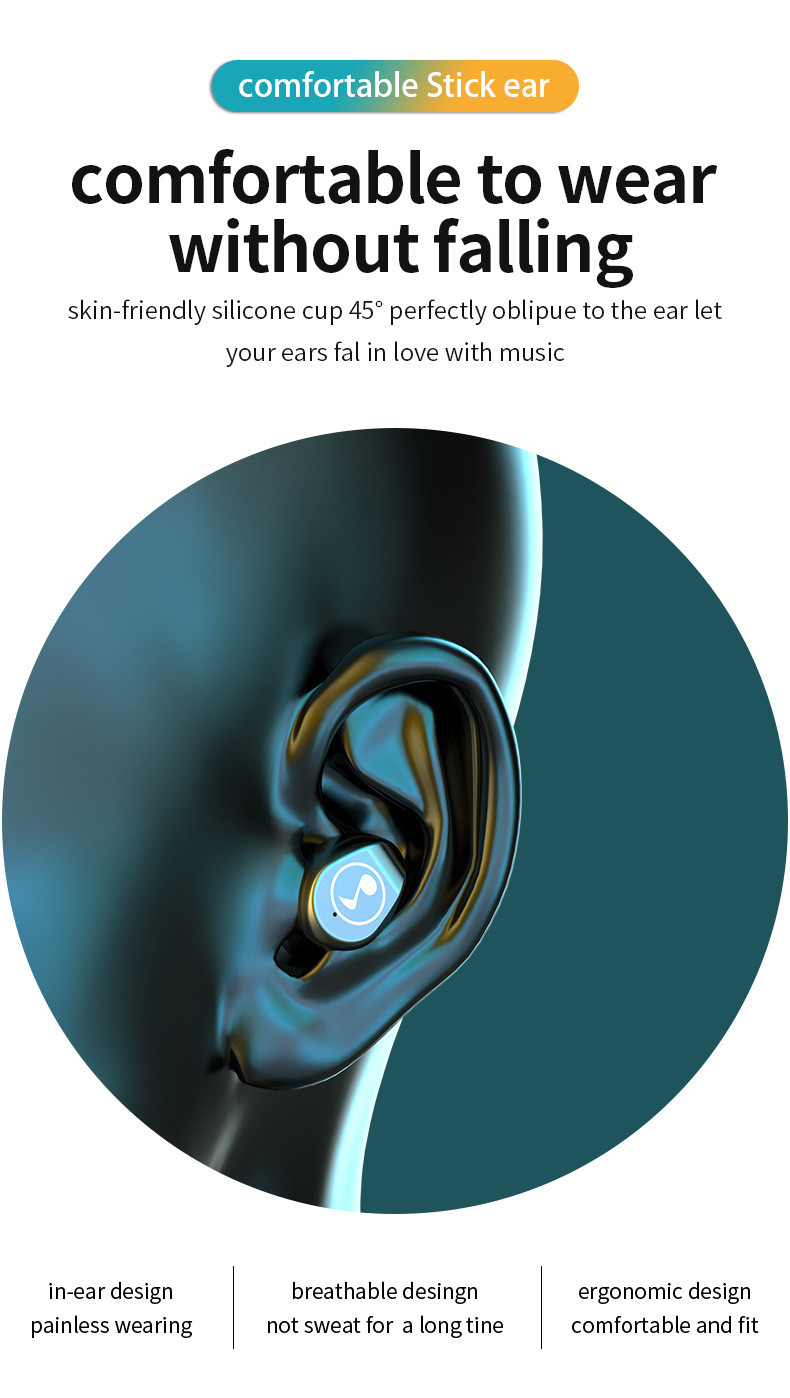 Heavy Bass Hifi Stereo Wireless In Ear Earphones With 2000mAh Charging Case