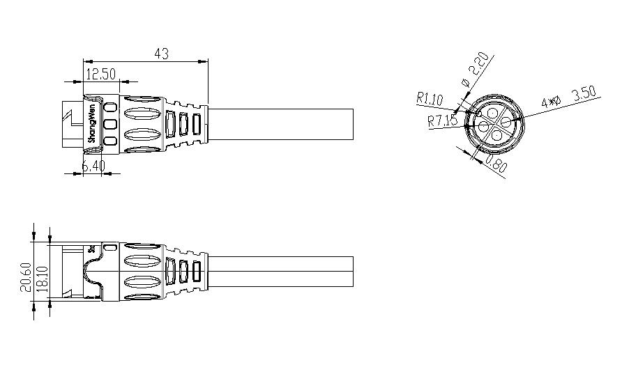 Push Pull IP67 Power Connector 3 Pin Male Plug Connector M19 Series