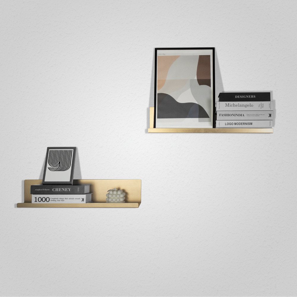 Floating Golden Aluminium Wall Shelves Decorative 550mm For Bedroom