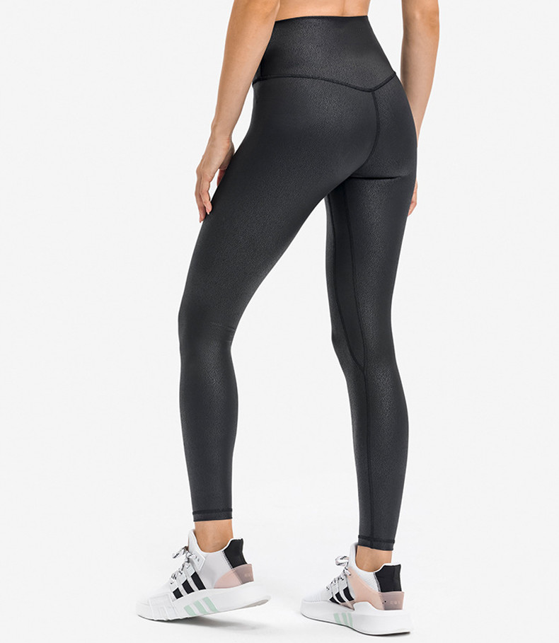 Hidden Pocket Yoga Pants Nude Gilded Women Matte Faux Leather Leggings