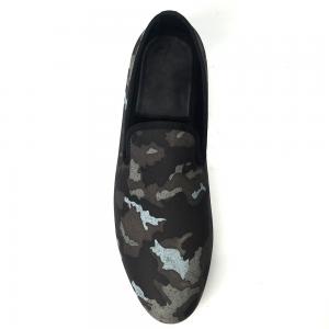 China Embroidered Mens Black Suede Loafers Shoes Luxury Sheepskin Dress Shoes wholesale