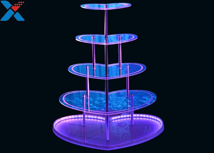 Heart Shape Perspex Display Stand , 5 Layers Champagne Acrylic Display Shelves