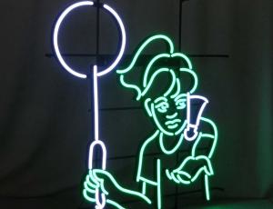 China Play Badminton PVC Leon Sign White Green Color wholesale