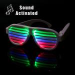 White Frame Sound Activated LED Shutter Shades Glasses For Concerts, Party,