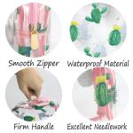 2pcs Zippered Cactus Print PVC Ladies Toiletry Bag