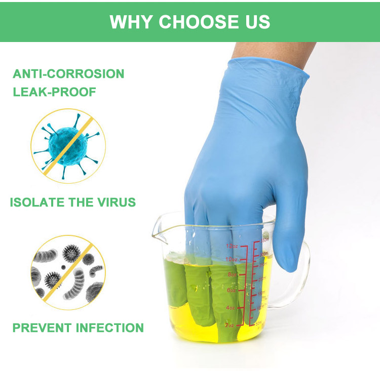 Work chemical pink logo blue printing rubber magenta powder free examination medical nitrile gloves disposable