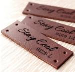 Heat Press Logo Embossed Leather Patch Washable Faux Leather Labels
