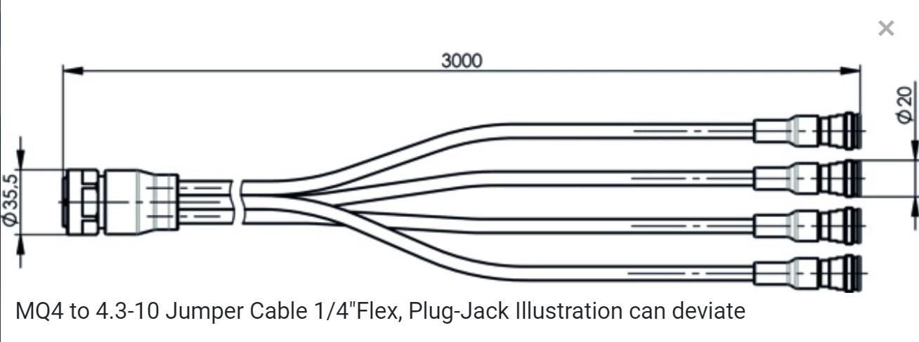 Signal Cable 1/4" MQ5 To 4.3-10 Flex Jumper Cable Assemblies