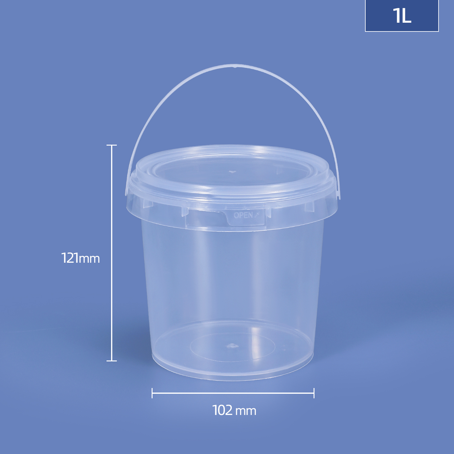 High Pressure Resistance Clear Plastic Bucket for Food Packing Capacity 1L-10L Handle