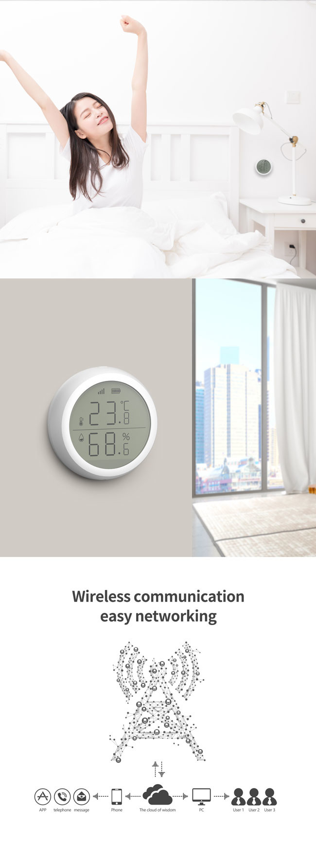 ZigBee 3.0 Tuya Temperature Humidity Sensor R2032 Battery