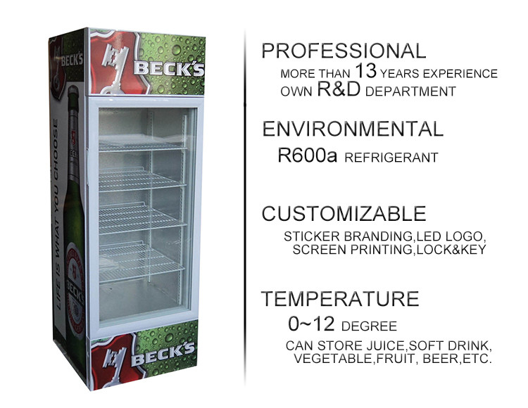 235L Supermarket Transparent Glass Door Cold Showcase Display Refrigerators SC235B