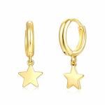 Customized Women Girl Fashion Jewelry Gold Plated Star Dangle Hoop Earrings 925