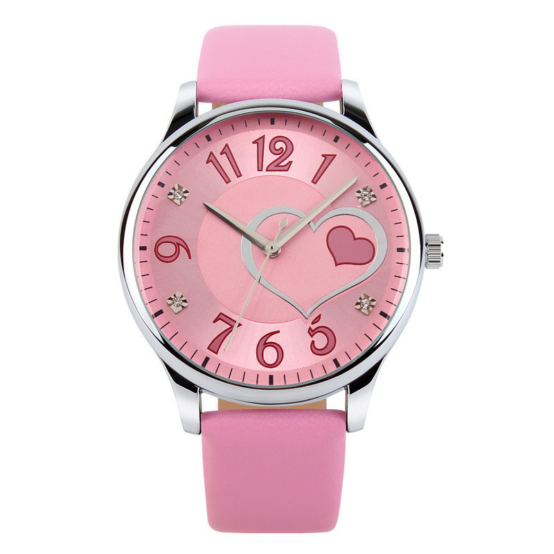 Trendy Heart Shaped Girls' Quartz Watch Waterproof Folding Clasp With Safety