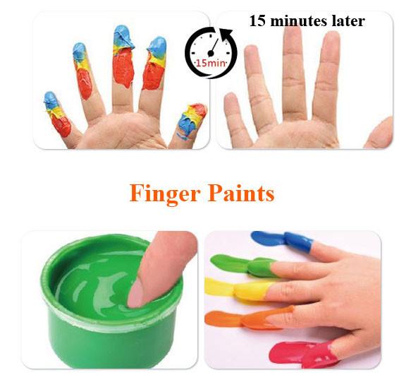 Non-toxic Finger Paint / Poster Paint 4 Colors, 6 Colors, 8 Colors set washable for kids diy painting water color paint