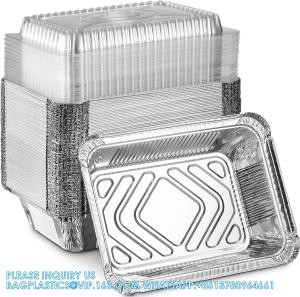 China 5x4”8x5.5” Drip Pans Aluminum Foil Food Containers Disposable Takeout Pans With Clear Lids Eco-Friendly &amp; Recyclable wholesale