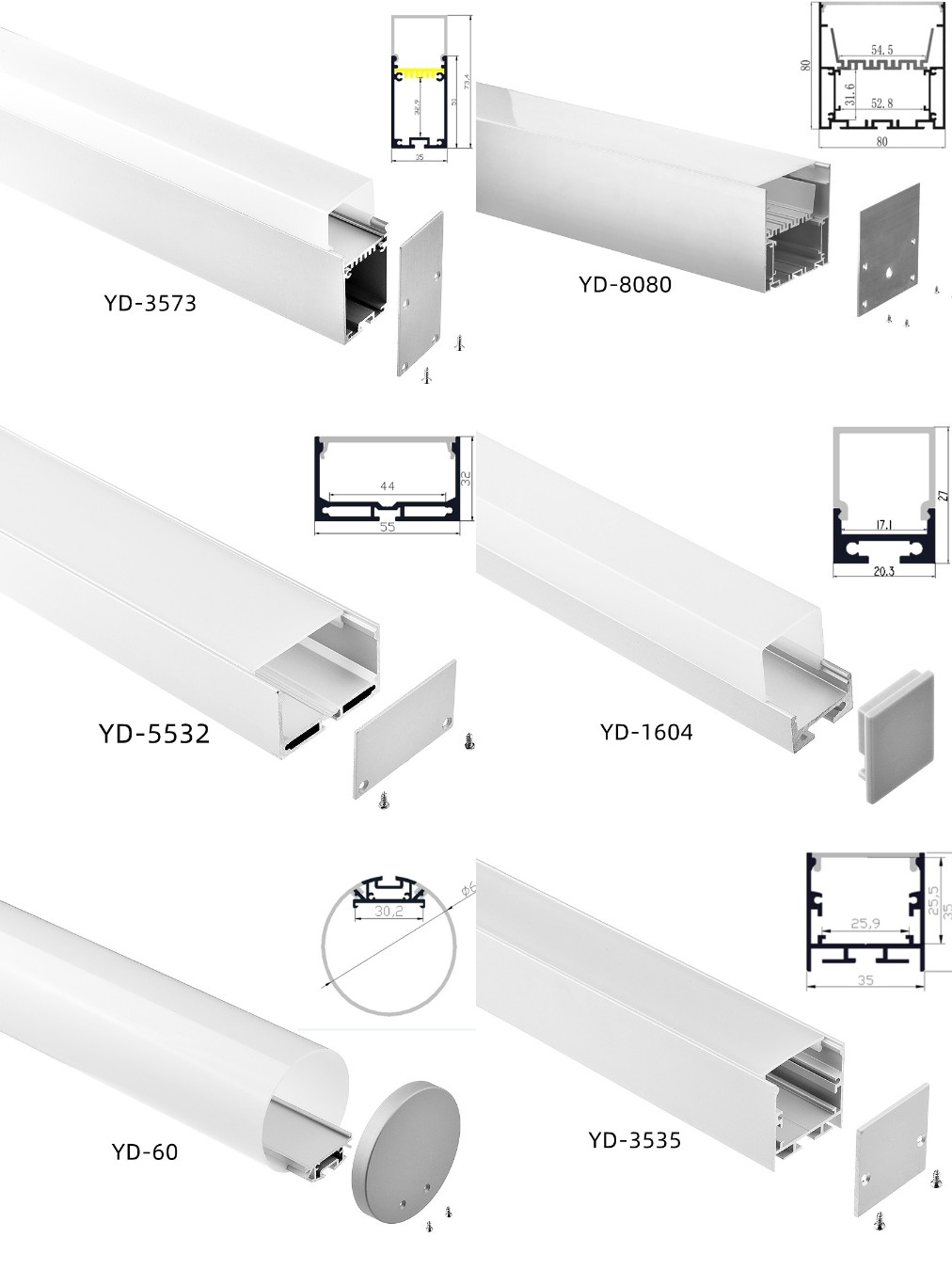 Acrylic Cover Aluminum LED Light Strip Housings Profile UV Resistant Surface Mounted 19.3*16.8mm