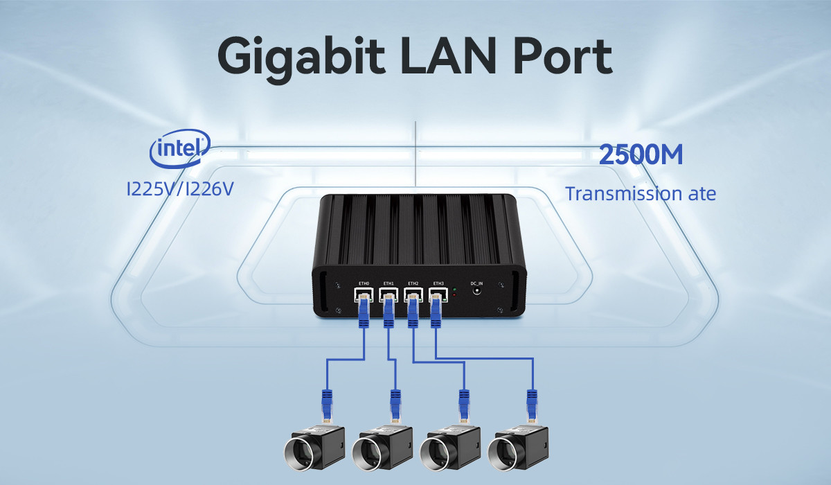 N100 Firewall Router Mini PC With Four 2.5Gbps LAN HDMI And DP For Home Office