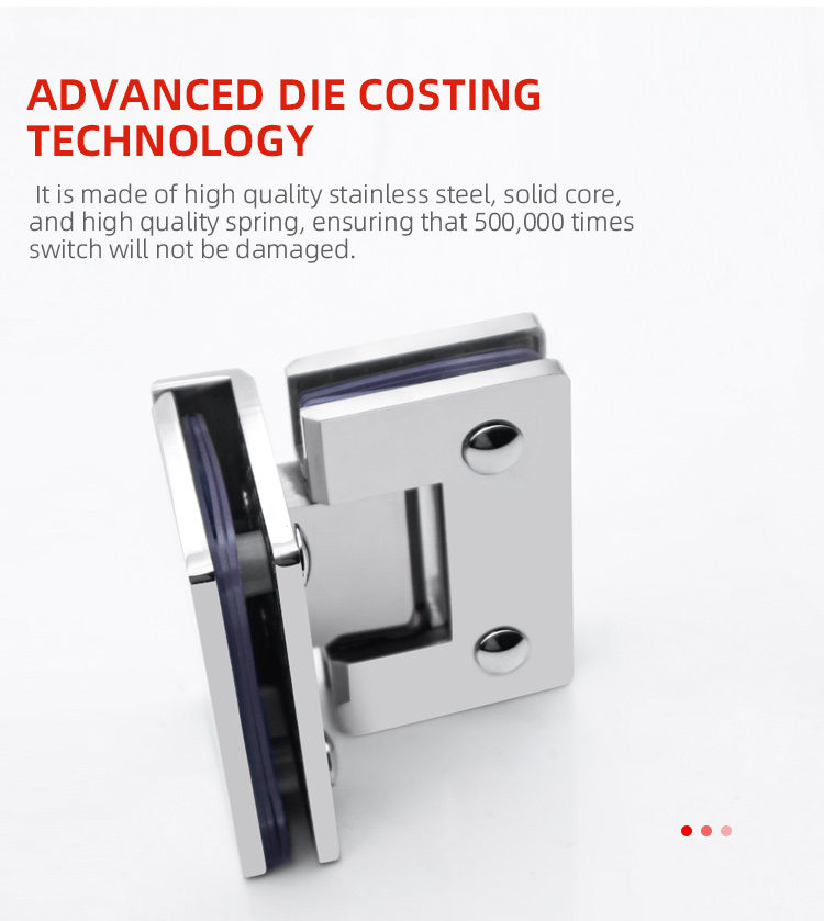 Square Glass to Glass Shower Room Glass Hinge with Polished Chrome Straight Edge Design