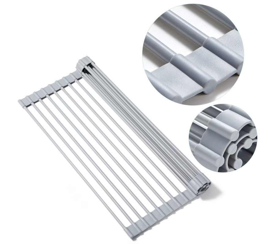 Multipurpose Rolling Dish Drying Rack 12.7In X 20.5In Silicone Sink Mat