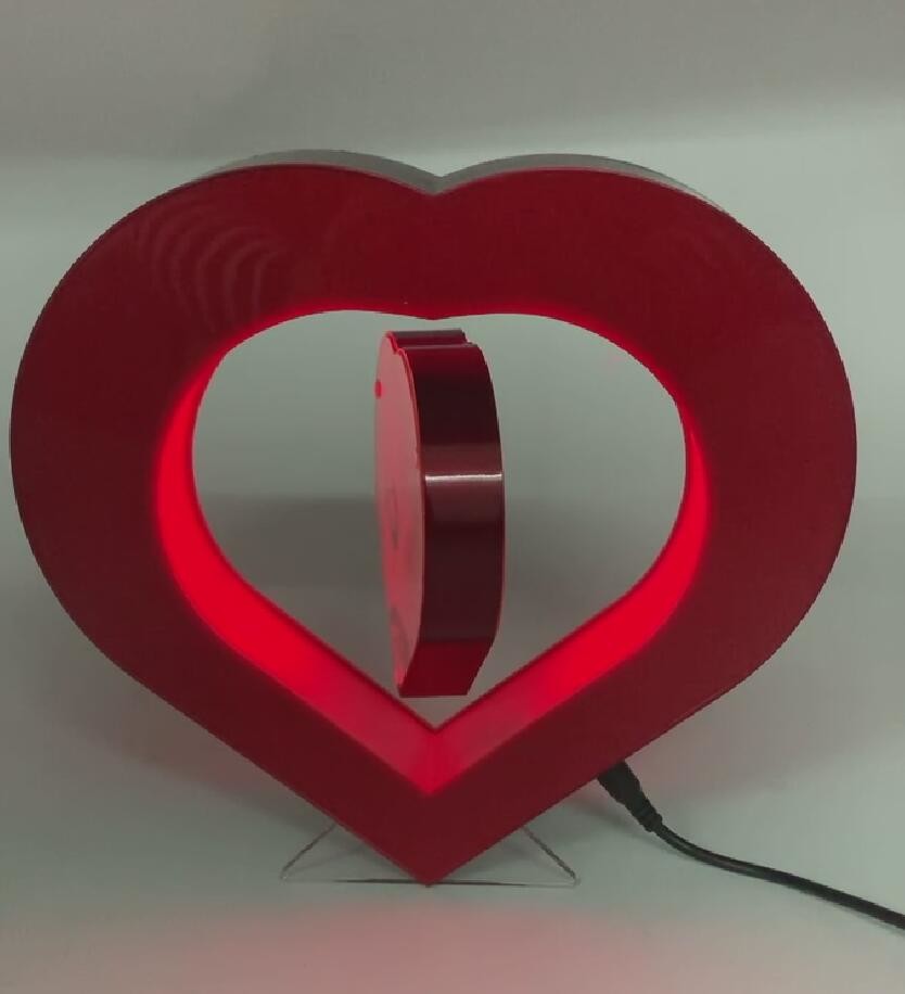 heart shape christmas gift led light magnetic levitation floating photo frame display rack for gift and decor