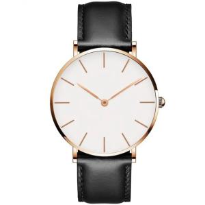 China Round Waterproof Quartz Watch Leather Belt Watch Diameter 40mm wholesale