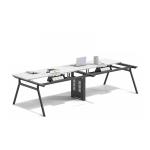 Open Office Desk Metal Legs 6 Person Workstation With Desktop Partition
