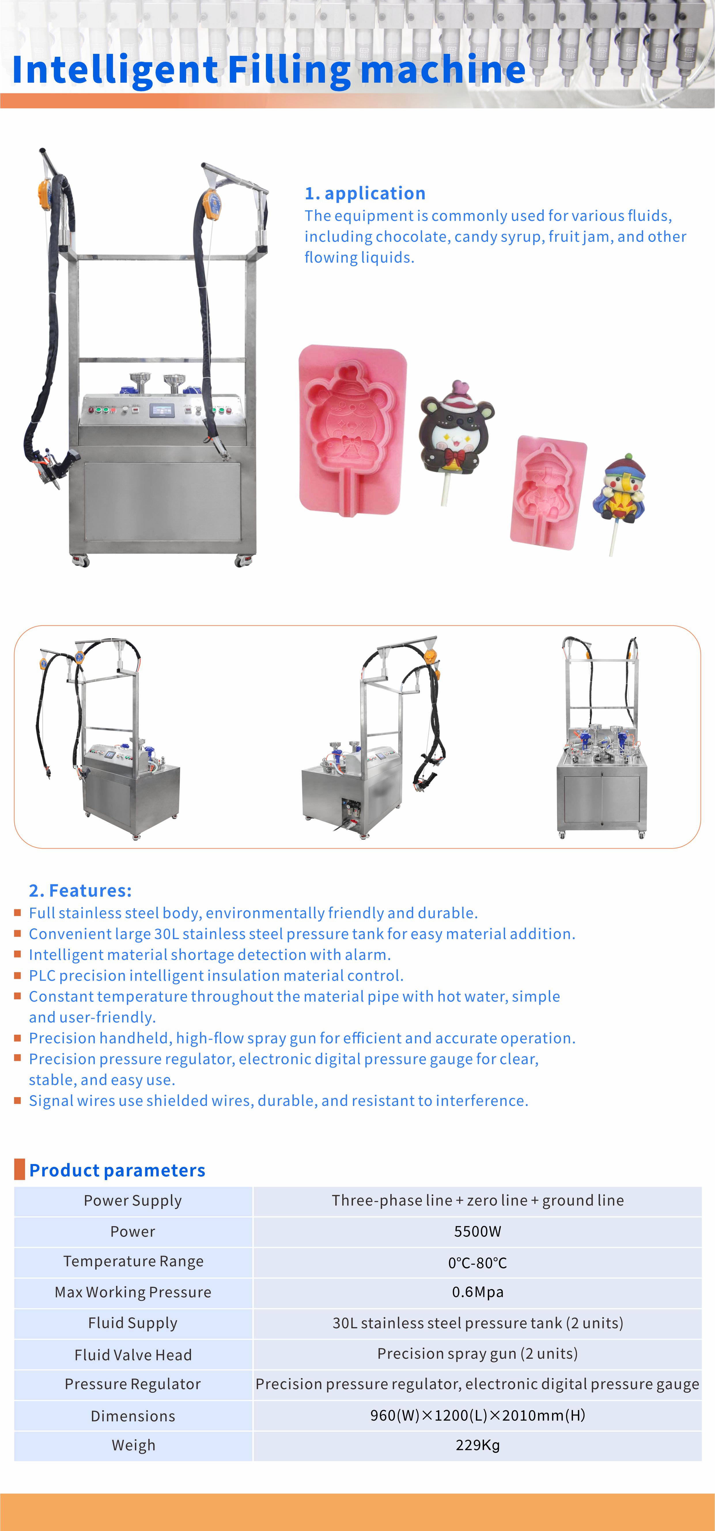 Small Chocolate Decorating Machine Candy Coating Machine 5500W Energy Saving