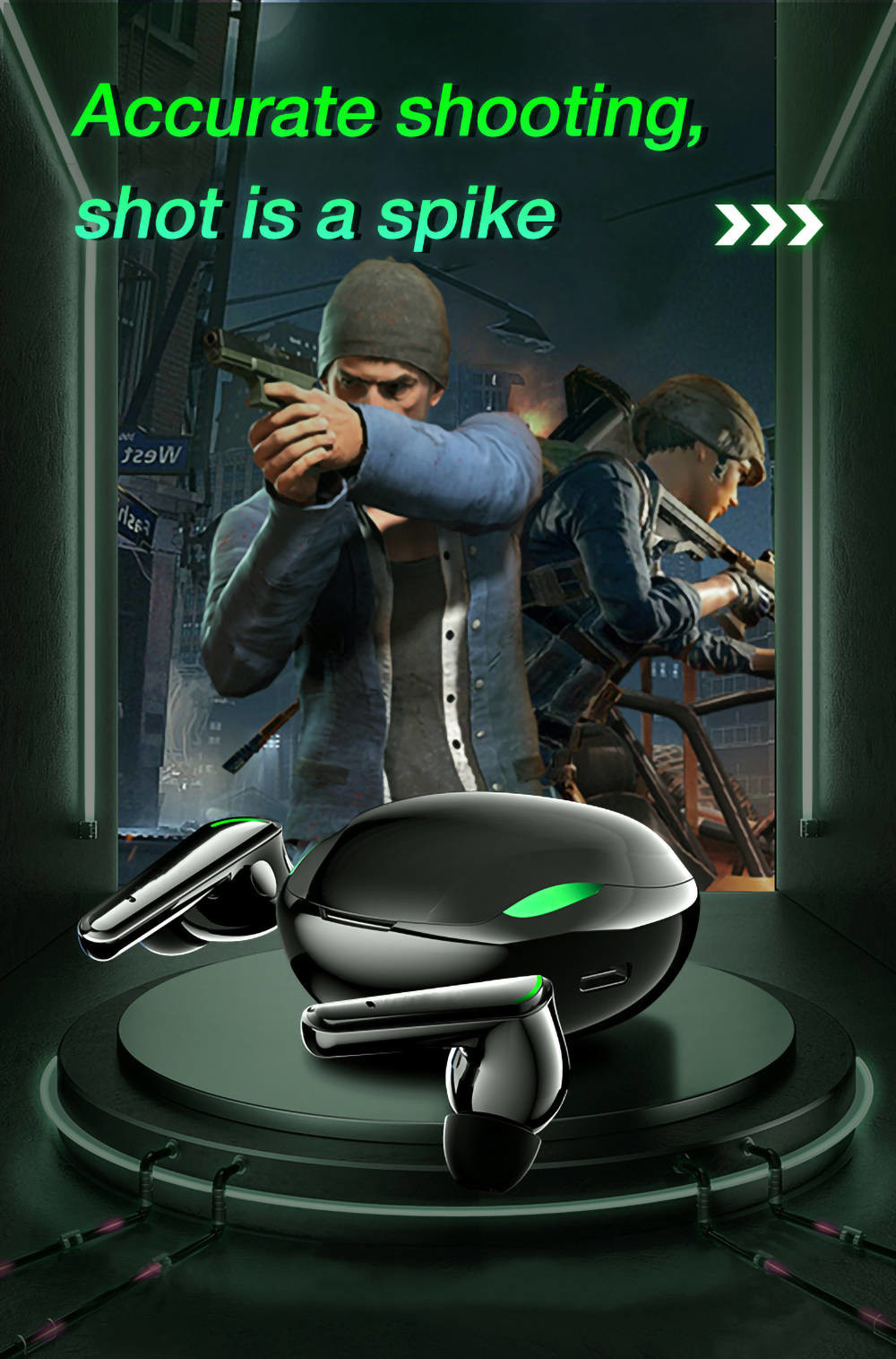 Microphone Wireless Gaming Earbuds 32Ω Impedance A2DP HiFi Sound For Iphone