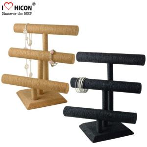 China Retail Shop Fashion Accessories Display Stand 3-layer Wood Tabletop Sliver Bracelet Display Stand wholesale