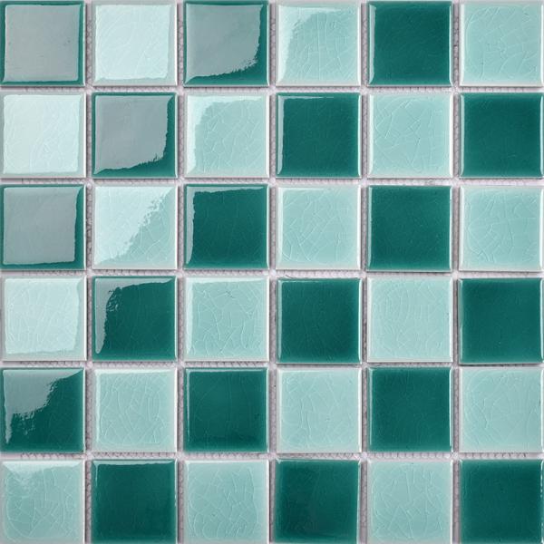 Glazed Ceramic Pool Mosaics Blue And Green Color 48x48/300x300mm