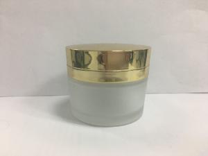 China Eco Friendly Glass Cosmetic Jars 50g For Cream Packaging With Gold Cap wholesale