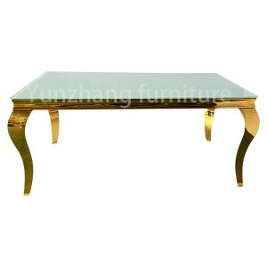 China Rectangle Shape Dining Room Stainless Steel Table With Marble Top wholesale