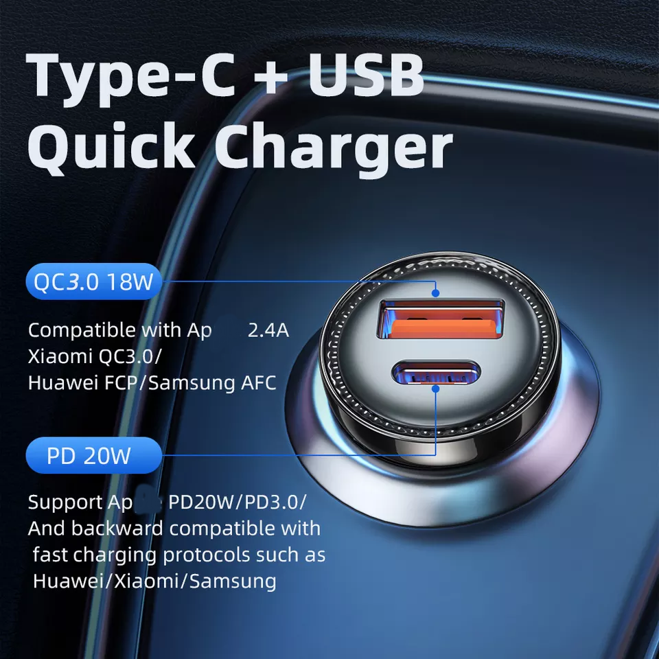 Turbo PD3.0 QC3.0 PD Car Charger Fast Charging 12W 18W 20W