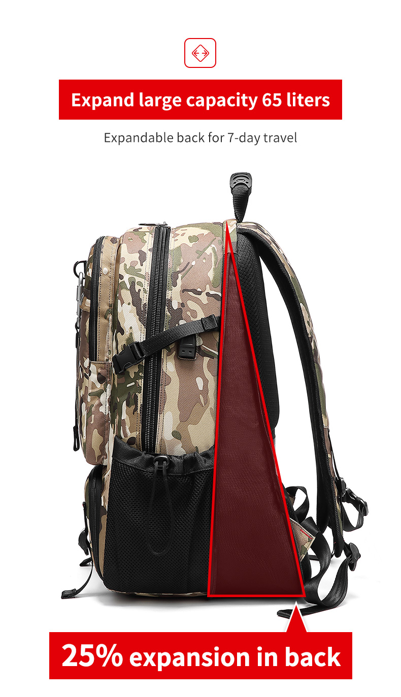 Oxford 65 Liter Hiking Backpack Camouflage Hiking Backpack OEM/ODM