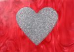 Wedding Hard Case Acrylic Clutch Bags , Ladies Red Clutch Bag With Silver Heart