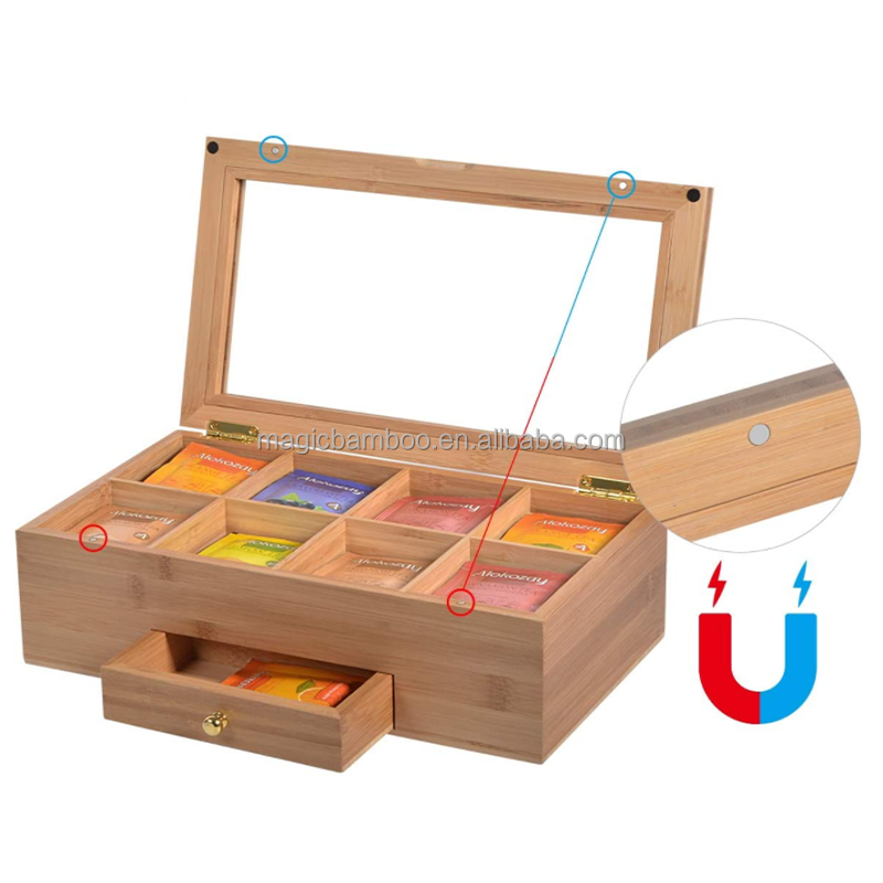 Modern Design Natural Bamboo Tea Bag Storage Box A Perfect Addition to Your Collection