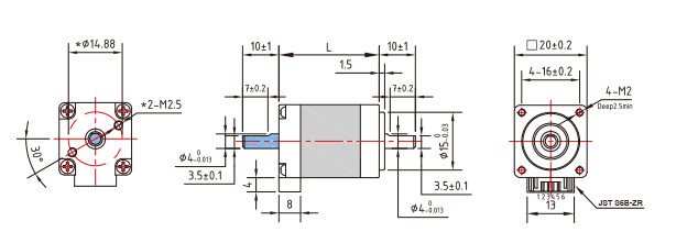 1.8 degree body length 28mm NEMA8 0.02N.m Hybrid Stepper Motor