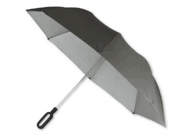 UV Grey Folding Golf Umbrella , Mens Windproof Golf Umbrella Rubber Coating