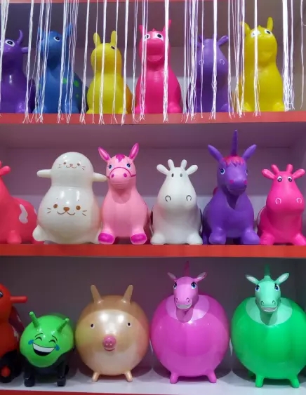 Cute Red Bouncy Horse Ecofriendly PVC Material For 3 Ages Kids Jumping